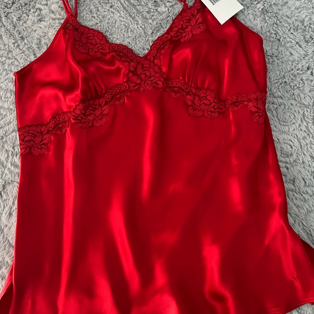 NOS NEW Elegant Red Silk Lace Camisole